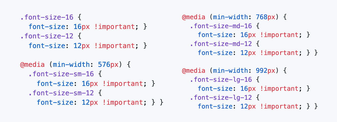 Bootstrap 4 Font Sizes